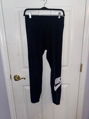 Nike Black Leggings with White Swoosh Logo